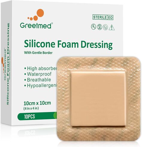 Silicone Foam Dressing 3x3 Inch with Border 10 Packs Adhesive Waterproof Wound Dressing Bandages for Wound Care High Absorbency Foam Pad Bandaid in Saudi Arabia