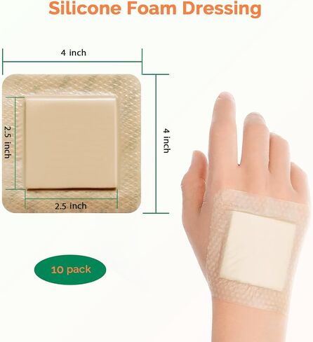Silicone Foam Dressing 3x3 Inch with Border 10 Packs Adhesive Waterproof Wound Dressing Bandages for Wound Care High Absorbency Foam Pad Bandaid in Saudi Arabia