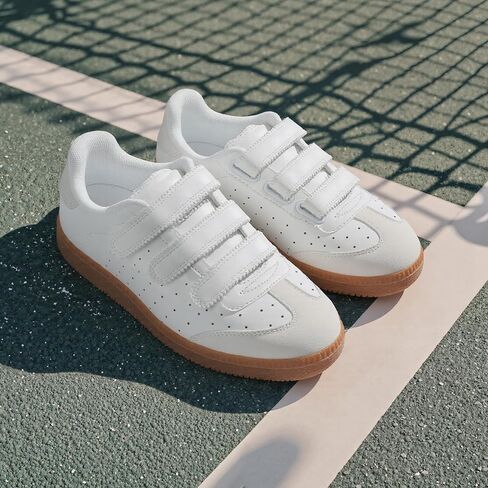 CYNLLIO Fashion Sneakers for Women 2026 Cute Casual Tennis Shoes | Leather and Suede Casual Sneakers, Non-Slip Walking Shoes with Hook and Loop Closure， Breathable Lightweight Comfortable in Saudi Arabia