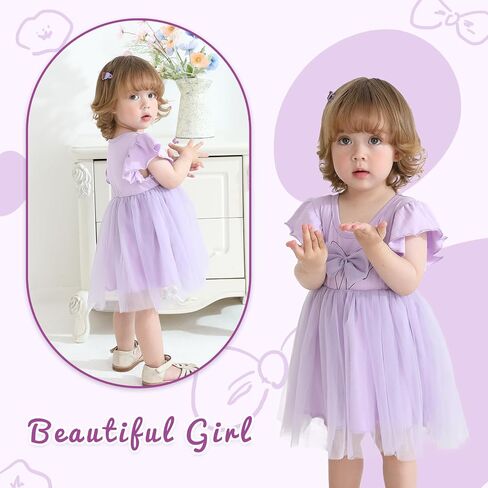 Toddler Baby Girl Summer Tutu Dress Princess Ruffle Casual Tulle Dress Bowtie Sleeveless Mesh Dresses 9M-4T in Saudi Arabia