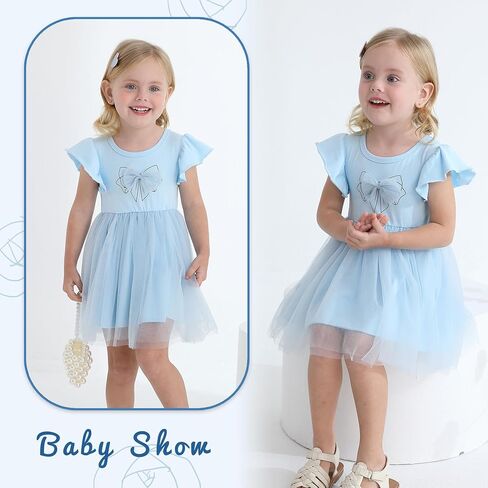 Toddler Baby Girl Summer Tutu Dress Princess Ruffle Casual Tulle Dress Bowtie Sleeveless Mesh Dresses 9M-4T in Kuwait