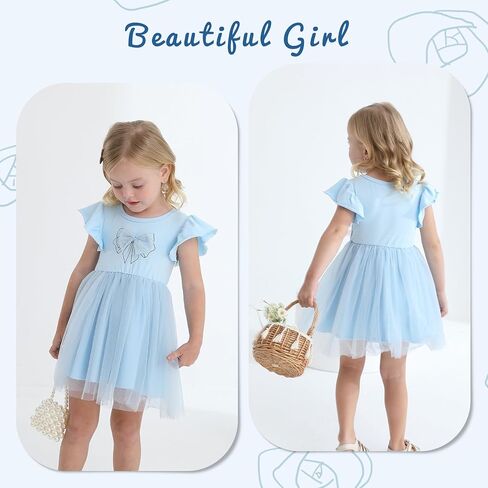 Toddler Baby Girl Summer Tutu Dress Princess Ruffle Casual Tulle Dress Bowtie Sleeveless Mesh Dresses 9M-4T in Kuwait
