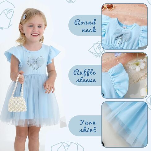 Toddler Baby Girl Summer Tutu Dress Princess Ruffle Casual Tulle Dress Bowtie Sleeveless Mesh Dresses 9M-4T in Kuwait