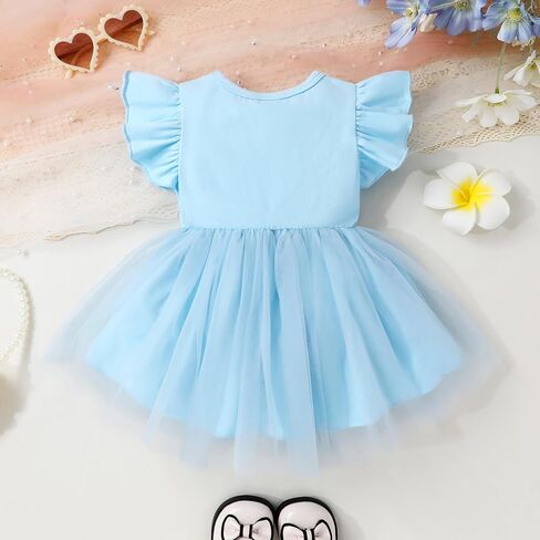 Toddler Baby Girl Summer Tutu Dress Princess Ruffle Casual Tulle Dress Bowtie Sleeveless Mesh Dresses 9M-4T in Kuwait