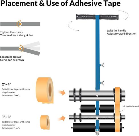 Court Line Tape Machine, with Drawing Circle Kit, Parking Lot Striping Machine for Driveway, Asphalt or Concrete, Basketball Courts, Pickleball Court, Road Warning in Saudi Arabia