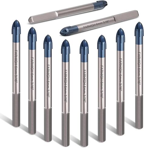 Glass and Tile Drill Bits 8Pcs Set, 1/4" Tungsten & Ti Carbide Tipped Drill Bit for Drilling Holes in Glass, Ceramic, Porclain, Tile, Brick, Wood and Wall in Saudi Arabia