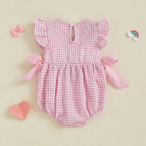 DuAnyozu Baby Girl 4th of July Outfit American Flag Embroidery Bubble Romper Fourth of July Onesie Independence Day Outfits in Kuwait