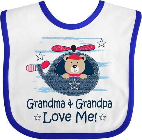 inktastic Grandma and Grandpa Love Me Boys Baby Bib in Saudi Arabia