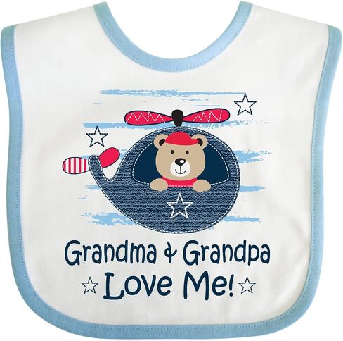inktastic Grandma and Grandpa Love Me Boys Baby Bib in Saudi Arabia