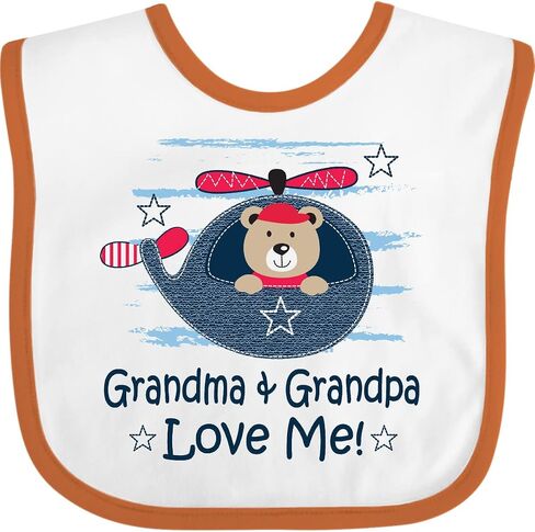 inktastic Grandma and Grandpa Love Me Boys Baby Bib in Saudi Arabia