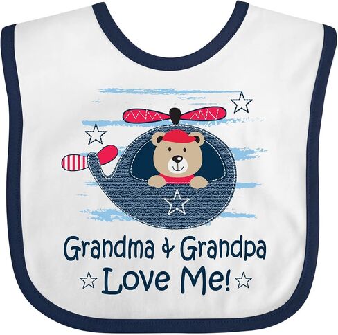 inktastic Grandma and Grandpa Love Me Boys Baby Bib in Saudi Arabia