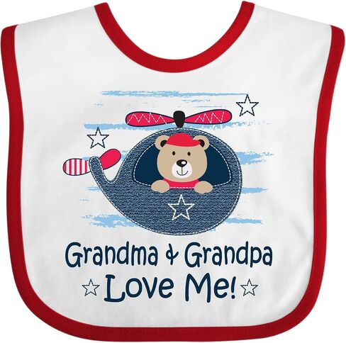 inktastic Grandma and Grandpa Love Me Boys Baby Bib in Saudi Arabia