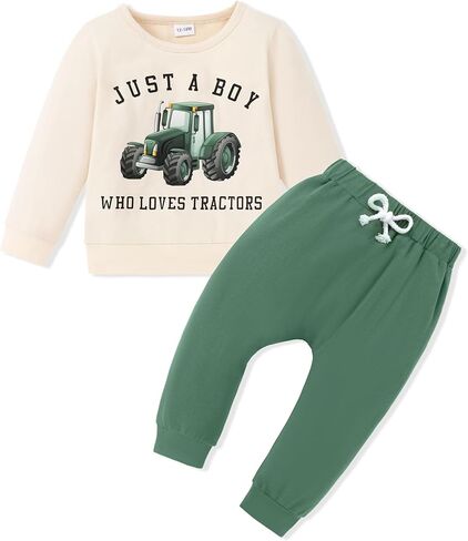 YALLET Baby Toddler Boy Clothes Fall Winter Outfit Long Sleeve Sweatshirts Pants Set 6 9 12 18 24 Months 3T 4T 5T Boy Clothes in Kuwait