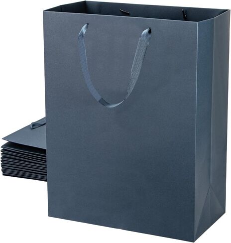 Umoonfine Navy Blue Gift Bags Bulk, 12 Pack Navy Blue Paper Gift Bags with Handles Retail Bags Kraft Gift Bags 8.7x3.9x7.1 Inches Gift Wrap Bags for Wedding, Party,Shopping, Merchandise Business in Saudi Arabia