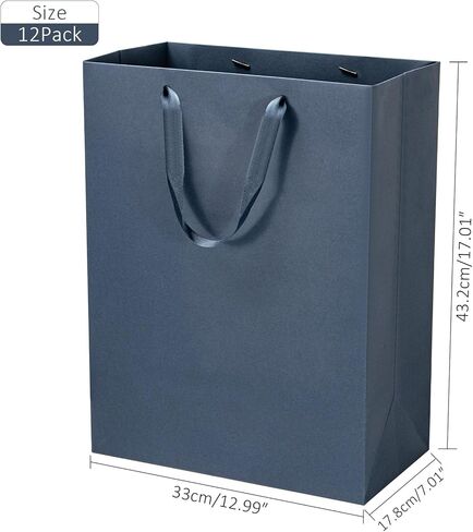 Umoonfine Navy Blue Gift Bags Bulk, 12 Pack Navy Blue Paper Gift Bags with Handles Retail Bags Kraft Gift Bags 8.7x3.9x7.1 Inches Gift Wrap Bags for Wedding, Party,Shopping, Merchandise Business in Saudi Arabia