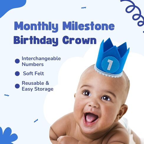 Monthly Baby Milestone Photo Prop Crown - Felt with Interchangeable Month Numbers - First Birthday Photo in Saudi Arabia