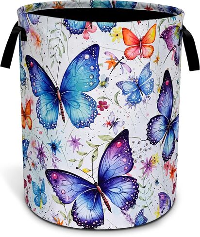 Beautiful Butterfly Laundry Basket Oxford Cloth Funny Butterflies Laundry Hamper With Handle Foldable Portable Clothes Storage Basket 18.9 X 16.5 In Storage Bag For Laundry Room/Bathroom/Bedroom in Kuwait