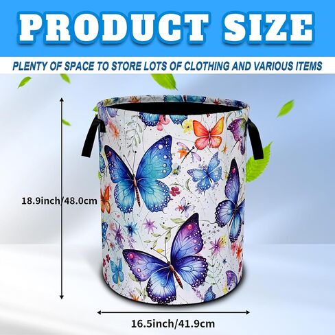 Beautiful Butterfly Laundry Basket Oxford Cloth Funny Butterflies Laundry Hamper With Handle Foldable Portable Clothes Storage Basket 18.9 X 16.5 In Storage Bag For Laundry Room/Bathroom/Bedroom in Kuwait