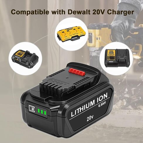 2 Pack 6.5Ah Replacement Battery for Dewalt 20v Battery, Compatible for 20v Dewalt MAX Batteries DCB206 DCB200 DCB204 DCB180 Cordless Power Tools in Saudi Arabia