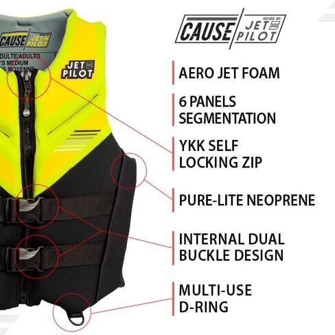 Jetpilot Cause Neoprene Coast Guard Approved Life Jacket PFD-Black – S in Saudi Arabia