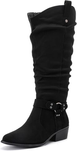 Luoika Women's Extra Wide Calf Knee High Boots, Wide Width Slouchy Knee-High Boots. in Saudi Arabia