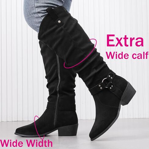 Luoika Women's Extra Wide Calf Knee High Boots, Wide Width Slouchy Knee-High Boots. in Saudi Arabia