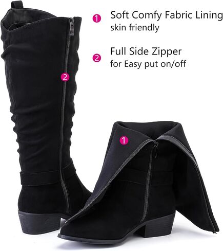 Luoika Women's Extra Wide Calf Knee High Boots, Wide Width Slouchy Knee-High Boots. in Saudi Arabia