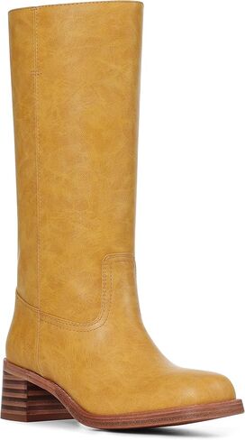 VOMIRA Women's Knee High Boots Wide Calf Boots Black Boots Square Toe Chunky Block Heel Long Boots Pull On Riding Boots Knight Boots Casual Comfortable Low Heel Womens Boots in Kuwait