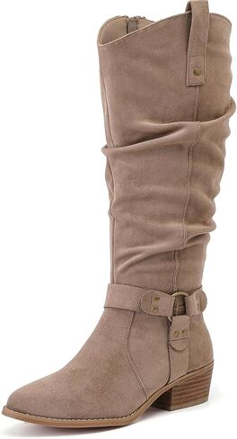 Luoika Women's Extra Wide Calf Knee High Boots, Wide Width Slouchy Knee-High Boots. in Kuwait