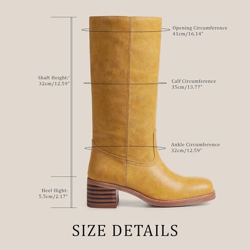 VOMIRA Women's Knee High Boots Wide Calf Boots Black Boots Square Toe Chunky Block Heel Long Boots Pull On Riding Boots Knight Boots Casual Comfortable Low Heel Womens Boots in Kuwait