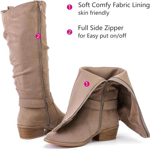 Luoika Women's Extra Wide Calf Knee High Boots, Wide Width Slouchy Knee-High Boots. in Kuwait