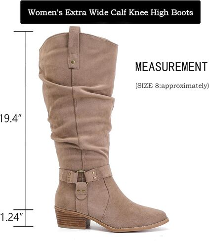 Luoika Women's Extra Wide Calf Knee High Boots, Wide Width Slouchy Knee-High Boots. in Kuwait