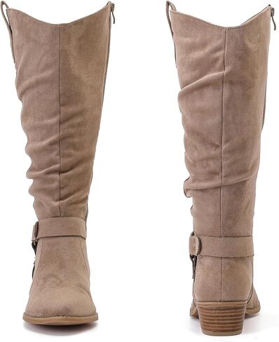 Luoika Women's Extra Wide Calf Knee High Boots, Wide Width Slouchy Knee-High Boots. in Kuwait