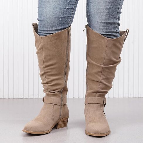 Luoika Women's Extra Wide Calf Knee High Boots, Wide Width Slouchy Knee-High Boots. in Kuwait
