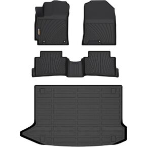 Binmotor-All Weather Floor Mats & Cargo Liner Custom for 2024 Hyundai Kona (No Electric Model) Guard Car Mats Front & Rear Heavy Duty TPE Automotive Floor Liners 2024 kona Accessories Black
