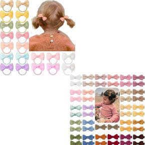 70Pcs Baby Hair Ties with Bow and Baby Hair Clips for Baby Gilrs Newborn Infants and Toddlers