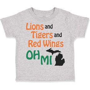 Toddler T-Shirt Lions and Tigers and Red Wings Oh My Cotton Good Pride Clothes