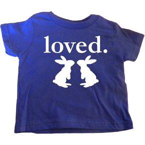 Custom Kingdom Little Boys Loved Easter Bunny T-Shirt Blue