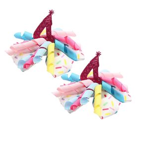 Birthday Hair Clips for Baby Girls - 2Pc Curly Ribbon with Deep Red Number Bow Hair Clips for 2nd Birthday Baby Bow Party Decorations for Girls Toddlers Hair Accessories (Deep red Number-2 Years)