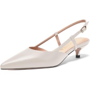 FOGEENA Womens Fashion Slingback Matte Leather Wedding Pointed Toe Slip On Kitten Low Heel Pumps Shoes 1.5 Inch