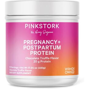 Pink Stork Promancy and Post -Protin Powder - 20 G Chocolate Whey and Collagen Protein - Prenatal ، Postnatal and Lactation Puressions ، Essentials Frasheding - 15 حصص