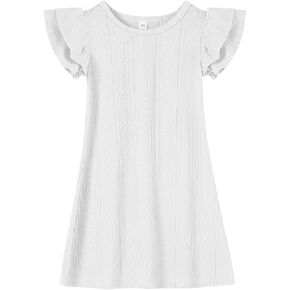 Toddler Dress Summer Baby Girls Double Layer Ruffle Sleeve Dresses for Girls A-Line Casual Party Beach Sundress