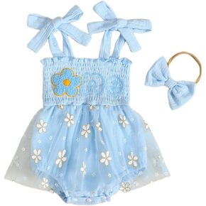 Noubeau First Birthday Baby Girl Outfit One Birthday Tulle Strap Dress Romper Cake Smash Newborn Summer Clothes