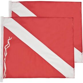 2 Pack Dive Flag with Removable Cord Ties-Diver Down Flag-Alpha Flag-Boat Flag Marker-20" x 24" for Snorkeling, Diving, Underwater Activities