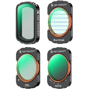 K&F Concept Magnetic Effect & ND & CPL & Blue Streak Filter Set Compatible with DJI Osmo Pocket 3, CPL Black Diffusion 1/4 ND2-32 Filters Blue Streak Special Effect, HD Optical Glass/Multi-Coated