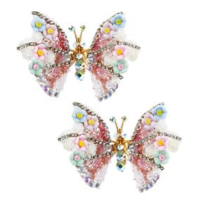 2Pcs Flying Butterfly Hairclips for Girls, Cute flowers Moving Wings 3D Butterfly Hairpins Glitter Rhinestones Barrettes Hair Accessories for Little Girls