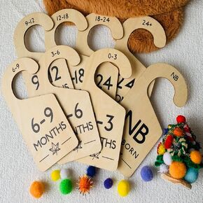 8Pcs Baby Closet Dividers for Newborn to 24 Months, Wooden Baby Clothes Dividers for Closet- Doubled-Sided Design Maple Leaf Printing