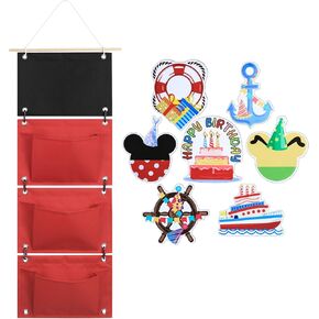 Interchanable Fish Extender 2 3 Pockets for Disney FE Gift Exchange Holder + 7 Pcs Birthday Decal Magnetic Cruise Door