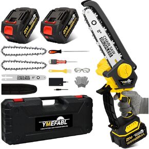 Mini Chainsaw Cordless - 8-Inch Handheld Chainsaw Battery Powered with 2X4.0Ah Batteries,Portable Small Electric Saw Cordless for Tree Trimming,Wood Cutting Gifts for Dad,Husband, Men, Women