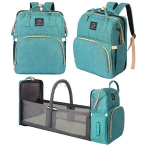 Diaper Bag Backpack, Waterproof Multifunctional Diaper Backpack, with Diaper Changing Station Baby Backpack, for Baby Boy and Baby Girl (Green)